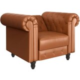 Støraa Konjak smeđa chesterfield fotelja od imitacije kože Felix – | shoptok.hr
