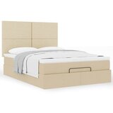 vidaXL Otomanski posteljni okvir z vzmetnico krem 140x200 cm blago Cene