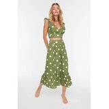 TRENDYOLMILLA Ženski komplet bluza i suknja TBESS19BB0102, Kaki Cene