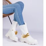 Gemre Florisenda white ankle boots decorated with a chunky chain | Shoptok.si