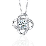 INF Ogrlica z belim diamantom v obliki štiriperesne deteljice Silver, (21237753) Cene