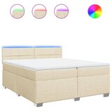  Krevet s oprugama i madracem krem 200 x 200 cm od tkanine | shoptok.hr
