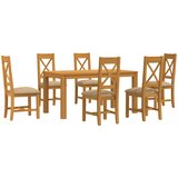  Blagovaonski set 7 kom. Bež Čvrsto Hrastovo Drvo | shoptok.hr