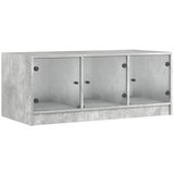  The Living Store Klubska mizica s steklenimi vrati betonsko siva 102x50x42 cm - Klubska Mizica, (21453450) | Shoptok.si