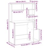  Radni stol s policama siva boja hrasta 100x45x140 cm drveni | shoptok.hr