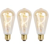 LUEDD Komplet 3 E27 zatemnjenih LED spiralnih sijalk ST64 zlata 4W 270 lm 2100K Cene