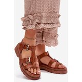 Boto Ladies Eco Leather Sandals With Buckles Camel Jeneliena | shoptok.hr
