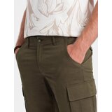 Ombre One-color men's shorts with cargo pockets - dark olive | Shoptok.si