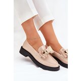 Boto Patented moccasins with bow and decorative brooch beige Leandriel | shoptok.hr