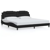 Maison Chic Posteljni okvir - Dvoposteljna postelja - Zakonska postelja z vzglavjem črn 200x200 cm umetno usnje-J5895, (21761058) | Shoptok.si