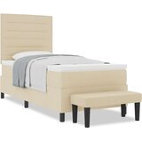 Box Spring Krevet s madracem i klupom Bež 90x190 cm Tkanina | shoptok.hr