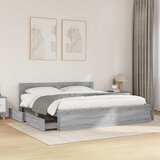  Okvir za krevet s uzglavljem siva boja hrasta 180x200 cm drveni | shoptok.hr