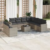 vidaXL 10-dijelni set vrtnih sofa poliratan s jastucima svijetlosivi Cijene