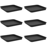 vidaXL Kvadratna posuda za cvijeće 6 pcs Crna 21 x 21 x 2 cm Plastika - Crna 25.5 x 25.5 x 2.5 cm 6 | shoptok.hr