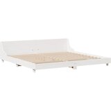 vidaXL Posteljni okvir z vzglavjem bel 200x200 cm trdna borovina, (21273411) Cene