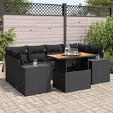  7-dijelni set vrtnih sofa od poliratana s jastucima crni Cijene