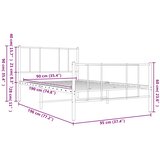 Metalni okvir kreveta uzglavlje i podnožje bijeli 90x190 cm | shoptok.hr