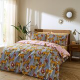 Their Nibs Rožnata/siva bombažna posteljnina za zakonsko posteljo 200x200 cm Untamed Cheetah – | Shoptok.si