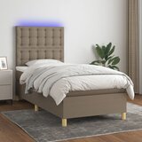  box spring s madracem LED smeđesivi 90x200 cm tkanina | shoptok.hr