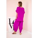 Kesi Włoski Viscose blouse + pants set dark purple | Shoptok.si