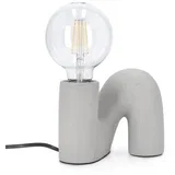 Siva stolna lampa keramička sa staklenim sjenilom (visina 12,5 cm) Jael –