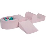 MeowBaby 4-delni penasti igralni komplet ® Foam Playground z majhnim bazenom žog, 100 žog, žamet, svetlo roza: mint/svetlo roza/turkizna/biserna, (21295252) Cene