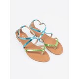 Shelvt Flat sandals with green and blue straps | ePonuda.com