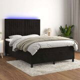  Box spring s madracem LED crni 140x190 cm baršun | shoptok.hr