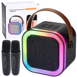  Karaoke set s zvučnikom, dva mikrofona, LED svjetla, crna Cijene