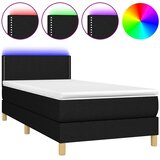  Krevet box spring s madracem LED crni 90x190 cm od tkanine | shoptok.hr