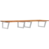  Zidna polica za umivaonik od čelika i masivnog bagremovog drva Smeđa 120 x 50 x 2 cm | Shoptok.si