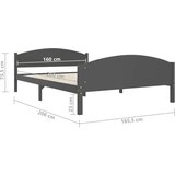 vidaXL posteljni okvir temno siv iz trdne borovine 160x200 cm | Shoptok.si