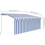 vidaXL tenda na ručno uvlačenje s roletom 3 x 2,5 m plavo-bijela | shoptok.hr