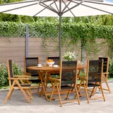 vidaXL Nastavljivi vrtni stoli 6 kosov črn trden akacijev les