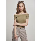 Urban Classics Ladies Off Shoulder Rib Tee Khaki | shoptok.hr