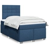 vidaXL Box spring postelja z vzmetnico moder 120x200 cm blago Cene