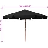 Vrtni suncobran s drvenom šipkom 330 cm crni | shoptok.hr