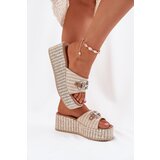 Boto Women's Wedge Sandals With Braiding And Decoration Beige Isolene | ePonuda.com