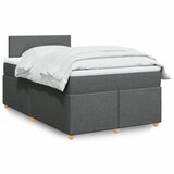 vidaXL Box spring postelja z vzmetnico temno siva 120x200 cm blago | Shoptok.si