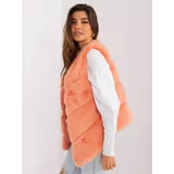 Fashion Hunters Asymmetrical fur vest peach