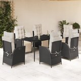  7-dijelni vrtni blagovaonski set s jastucima crni od poliratana | shoptok.hr