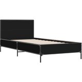  The Living Store Posteljni okvir črn 75x190 cm inženirski les in kovina - Posteljni Okvir, (21445818) | Shoptok.si
