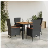 vidaXL Vrtna jedilna garnitura 5-delna z blazinami črn poli ratan, (21069972) | Shoptok.si