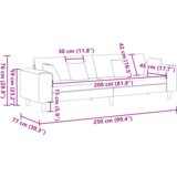 vidaXL Baršunasta sofa s jastukom s jastukom Plava 208 cm Baršun | shoptok.hr