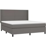 vidaXL Box spring postelja z vzmetnico siva 180x200 cm umetno usnje | Shoptok.si