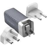Omrežni polnilec GaN 5A USB in USB-C 65W Večvtičnica EU / Združeno kraljestvo / ZDA, Blanc / Gris, (5000007951)