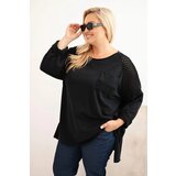Kesi Włoski Women's Plus Size cotton blouse with print black Cijene
