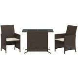vidaXL 3-dijelni bistro set s jastucima smeđi od poliratana | shoptok.hr