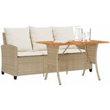 Maison Chic Vrtni kavč - Zunanji kavč 3-sedežnik z blazinami&mizo bež poli ratan, (22041772) | Shoptok.si