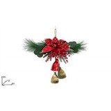 Dueesse Novogodišnji ukras sa 3 zvončića i crvenim baršunastim cvetom | ePonuda.com